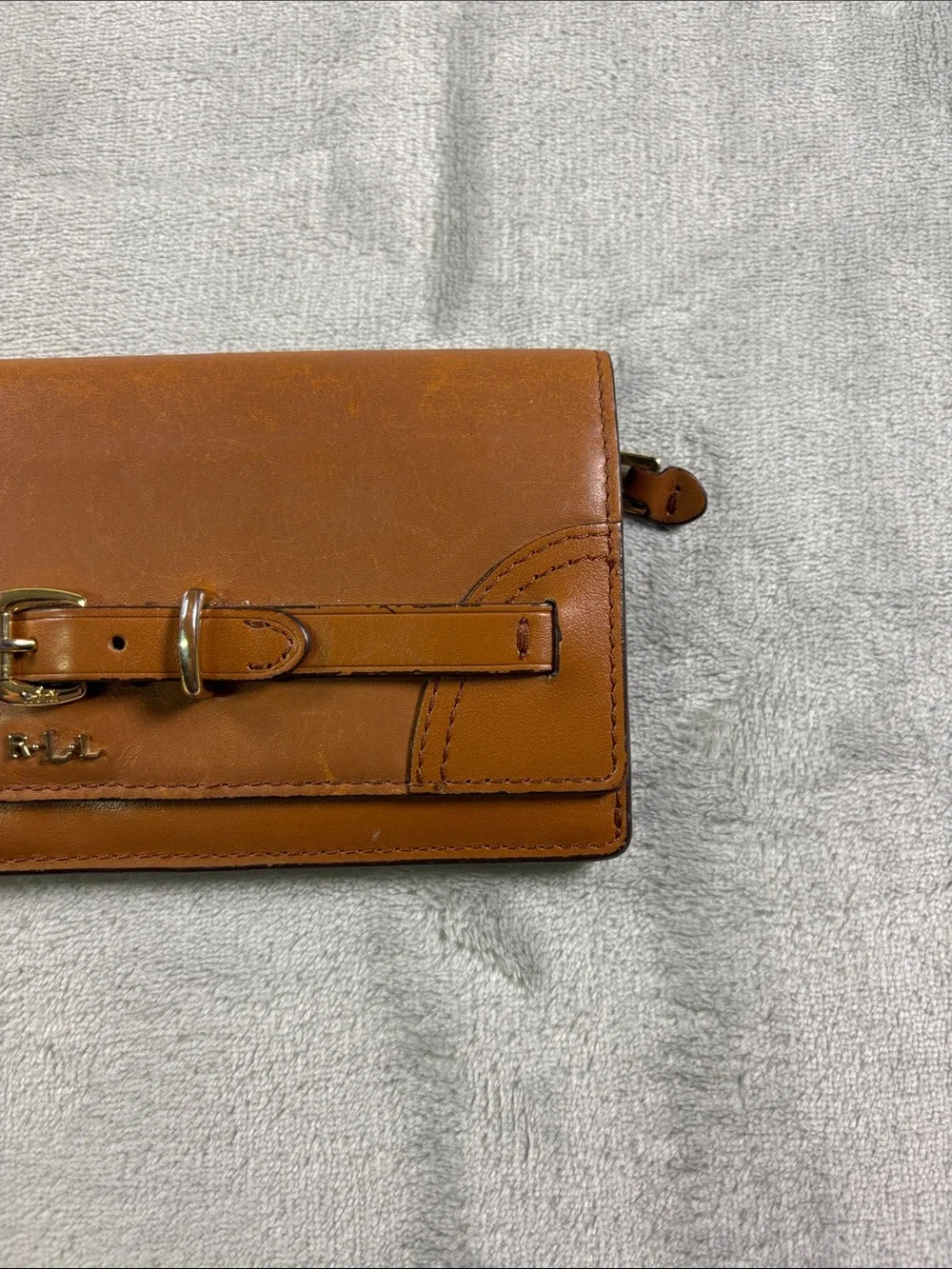 Lauren Ralph Lauren Brown Leather Belted Continental Wallet Clutch LRL